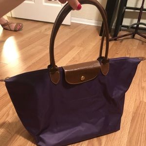 Longchamp large Le Pliage tote in Bilberry